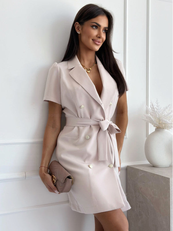 Damen kurzer Blazer-Rock mit Gürtel und Knopfdetails R&B