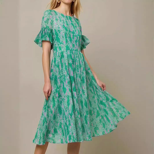 Damen Midi Kleid mit luftigen Rüschenärmel von R&B