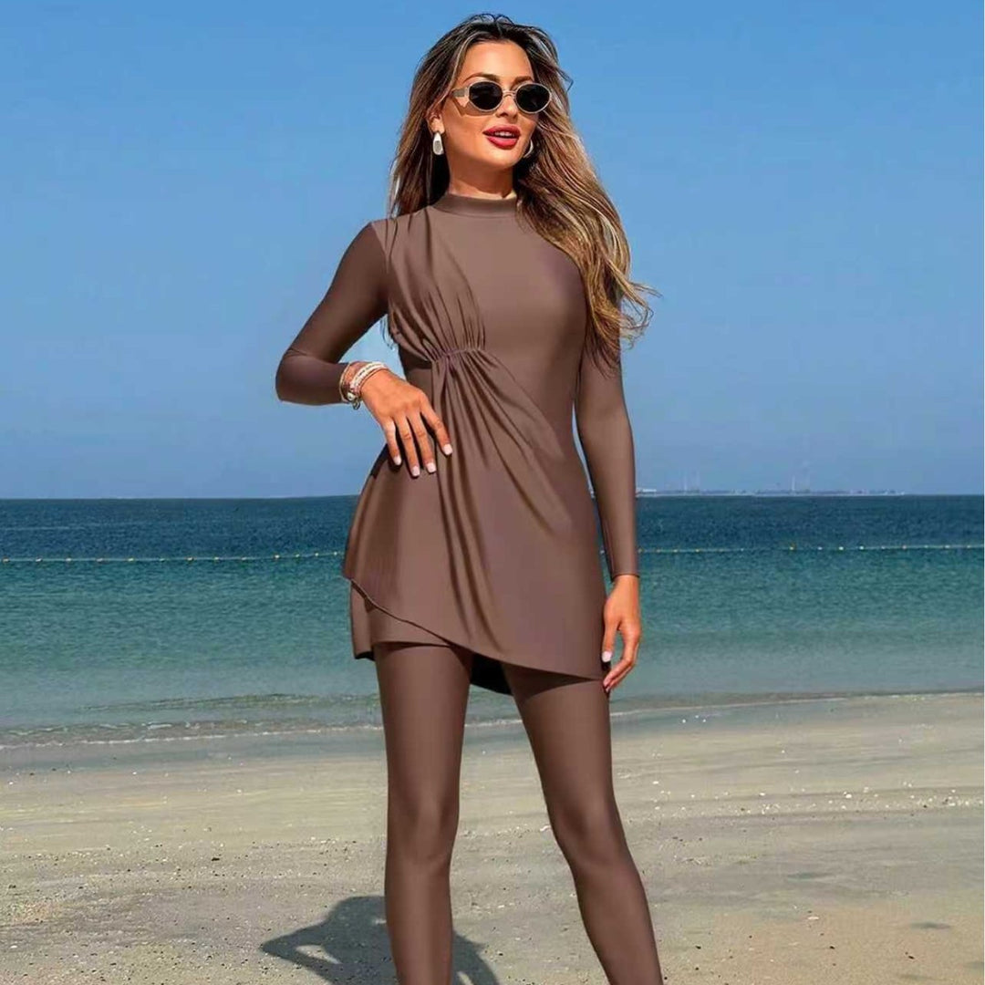 Damen Modischer Sportbadeanzug mit asymmetrischem Rock R&B
