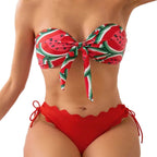 Damen Bandeau-Bikini mit verspieltem Knotendesign R&B
