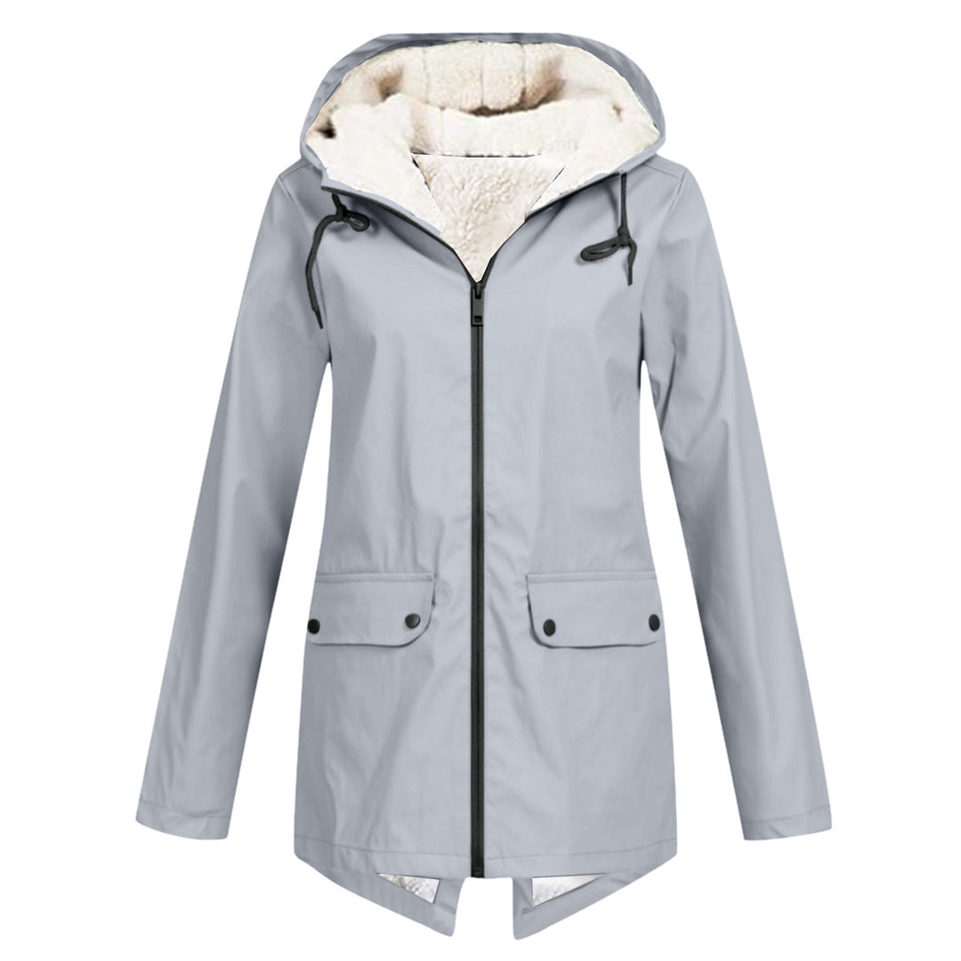 Damen wetterfeste und gefütterte Regenjacke mit verstellbarem Kapuzenkragen R&B