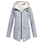 Damen wetterfeste und gefütterte Regenjacke mit verstellbarem Kapuzenkragen R&B