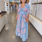 Damen Maxikleid mit floralem Paisleymuster und schmeichelndem V-Ausschnitt R&B
