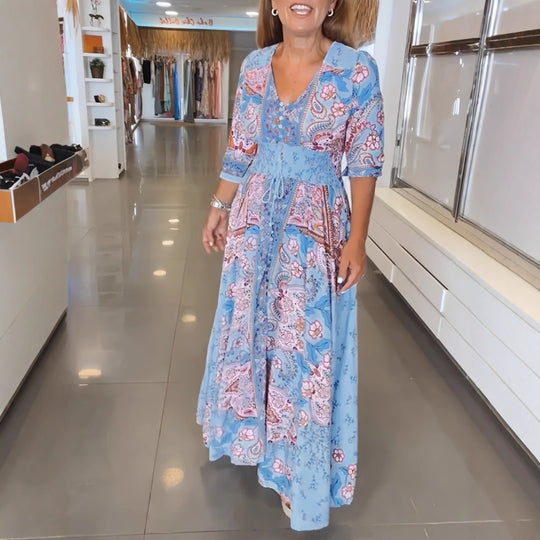 Damen Maxikleid mit floralem Paisleymuster und schmeichelndem V-Ausschnitt R&B