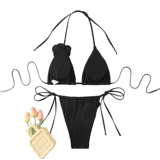 Damen Triangel-Bikini mit aufwendigem Blumendetail R&B