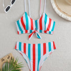 Damen Bikiniset mit eleganten Streifen und chicem Knoten R&B