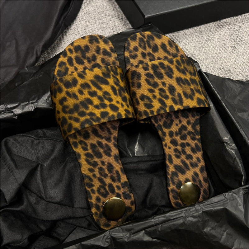 Damen Zehentrenner-Sandalen mit modernem Leopardenmuster und rutschfester Sohle R&B