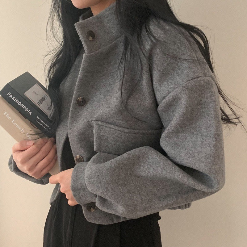 Damenjacke aus hochwertigem Wollmix mit lässigen Taschen und Oversized-Schnitt