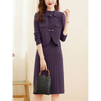 Damen Strickkleid mit kombiniertem Blazer-Design und feiner Rippstruktur R&B
