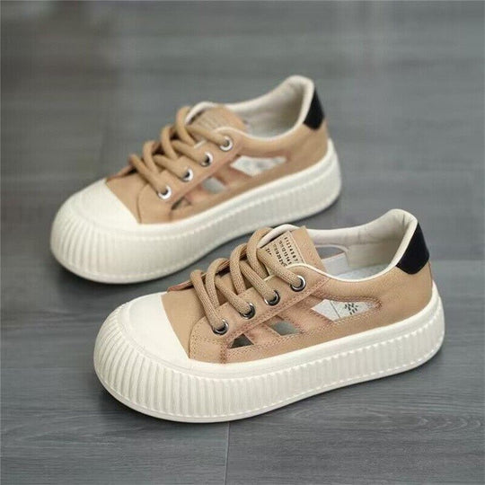 Damen Sneaker mit atmungsaktiver Oberflächenstruktur und rutschfester Gummisohle R&B
