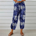 Damen lässige Pant mit floralem Druck und praktischen Knöpfen R&B