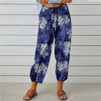 Damen lässige Pant mit floralem Druck und praktischen Knöpfen R&B