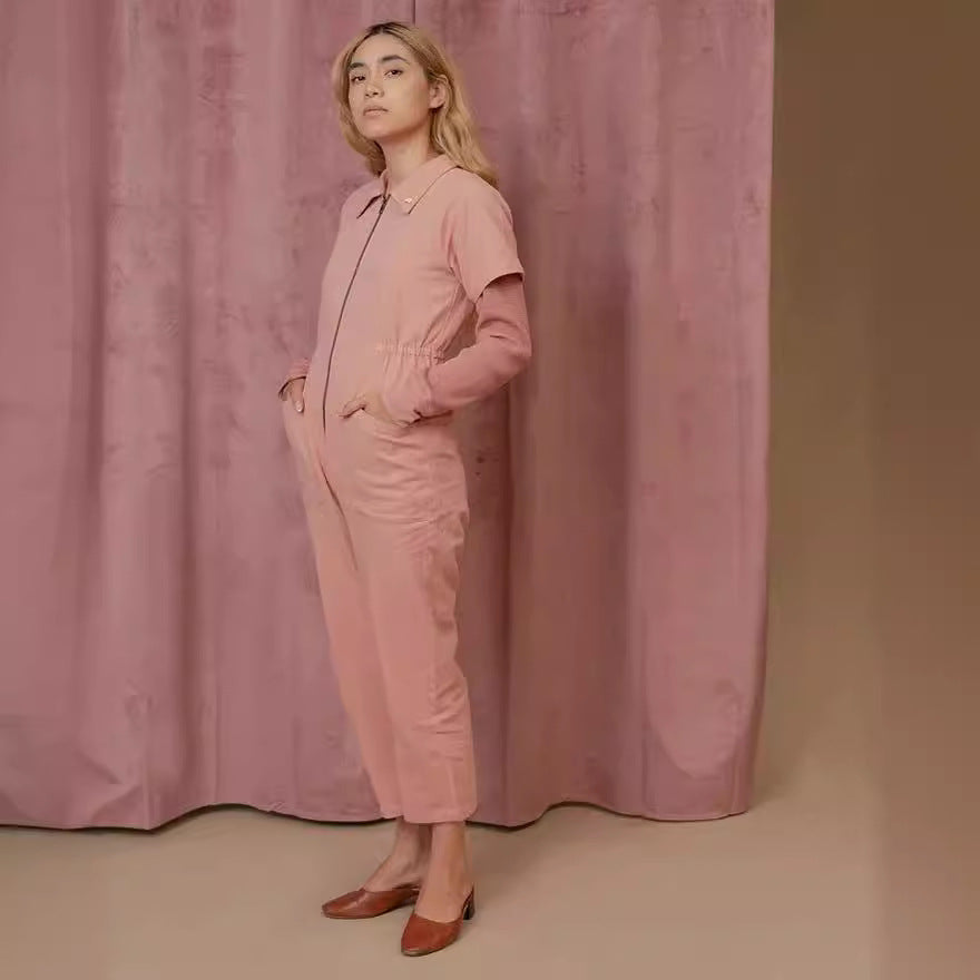Damen legerer Jumpsuit mit praktischen Taschen und Reißverschluss R&B