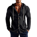 Herren nan sportive Kapuzenjacke mit Knopfverschluss, Kängurutasche und figurbetonter Passform R&B