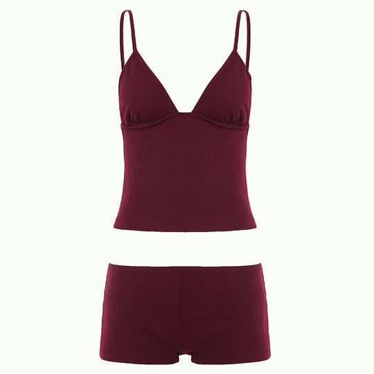 Damen Schlafanzug-Set mit verführerischem Karomuster und zarten Rüschen R&B