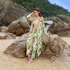 Damen luftiger Kimono mit floralen Mustern R&B