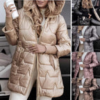 Damen Longline Steppjacke mit abnehmbarem Kapuzenfutter und seitlichen Reißverschlusstaschen R&B