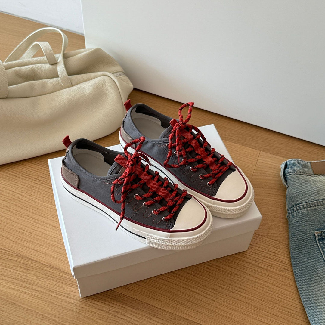 Damen Modische Sneaker mit atmungsaktiver Canvas-Oberfläche und robustem Sohlenprofil R&B