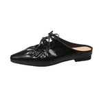 Damen Elegante Mules mit glänzendem Obermaterial und verspielten Schleifen R&B