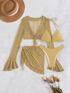 Damen Bikini-Set mit crop-top und lässigem Wickelrock R&B