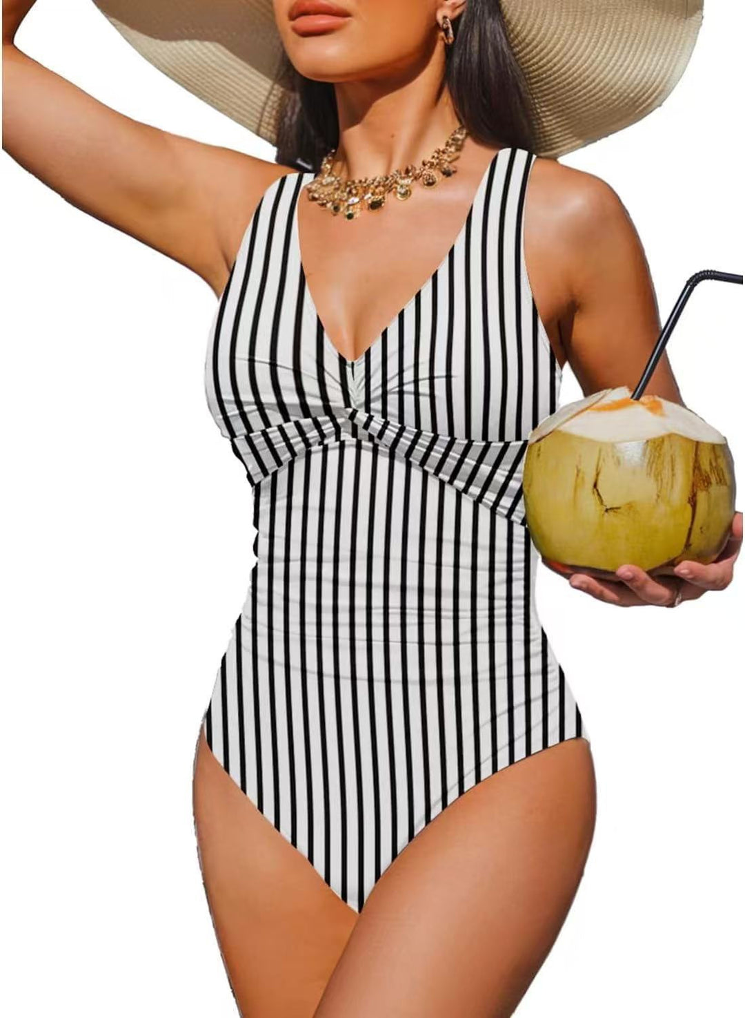 Damen Eleganter Einteiler Badeanzug mit modischem Twist R&B