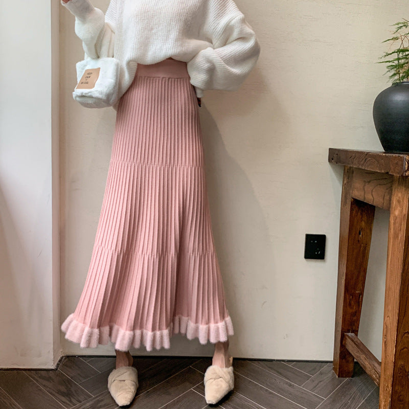 Damen Plisseerock mit voluminösem Saum
