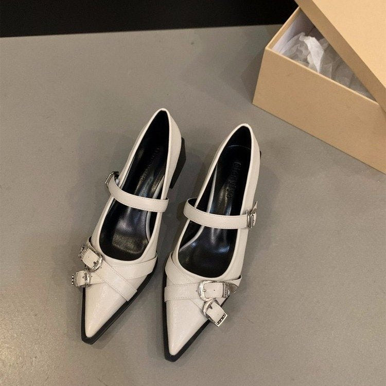 Damen elegante Mary Jane Pumps mit modischer Schnalle und bequemer Blockabsatz R&B