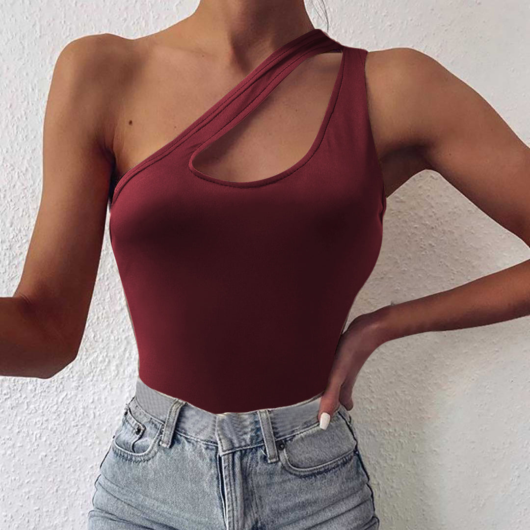 Damen asymmetrisches Bodysuit mit modischem Cut-Out R&B