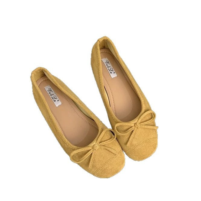 Damen bequeme Ballerinas mit dekorativem Schleifenakzent und elastischem Fußbett R&B