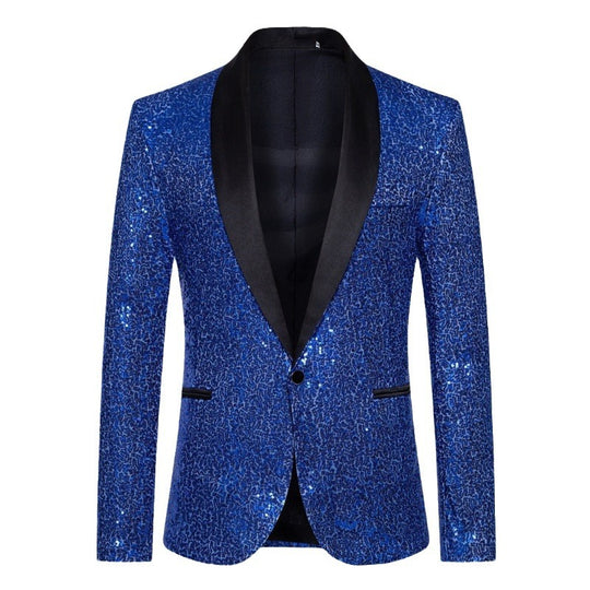 R&B Herren Pailletten-Blazer mit Schalkragen