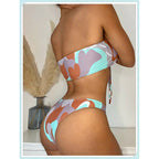 Damen Bikini-Set mit elegantem Wickelrock und modischem Muster R&B