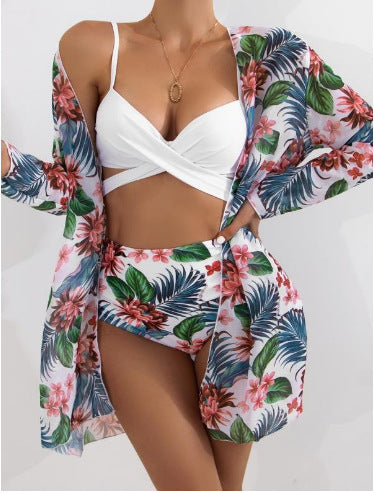 Damen Zweiteiliges Bikini-Set mit floralem Wickelüberwurf R&B