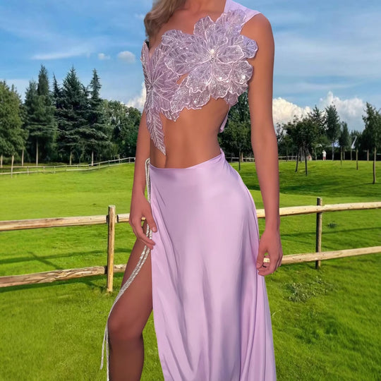 Damen Elegantes Hochzeitskleid mit floraler Applikation und schwingendem Rock R&B
