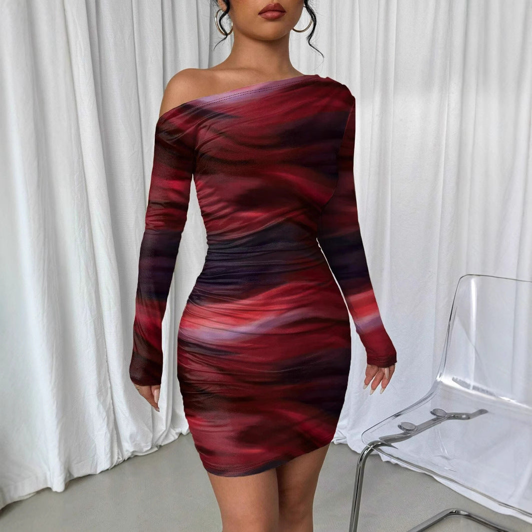 Damen Körperbetontes Mini-Kleid mit asymmetrischem Schnitt R&B