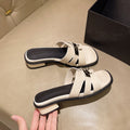 Damen elegante Mules mit modischem Kettenverschluss EB