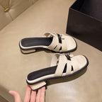 Damen elegante Mules mit modischem Kettenverschluss EB