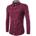 Herren modisches Hemd mit multifunktionalen Taschen und hochwertigem Stoff R&B