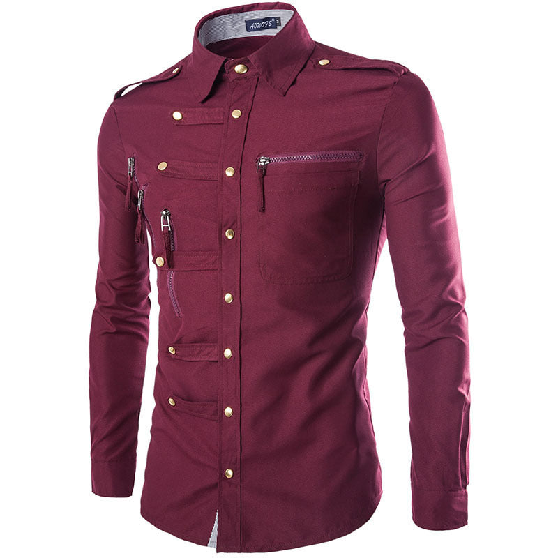 Herren modisches Hemd mit multifunktionalen Taschen und hochwertigem Stoff R&B