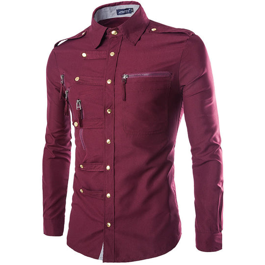 Herren modisches Hemd mit multifunktionalen Taschen und hochwertigem Stoff R&B