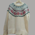 Damen Strickpullover mit festlichem Norweger-Motiv und weitem Schnitt R&B