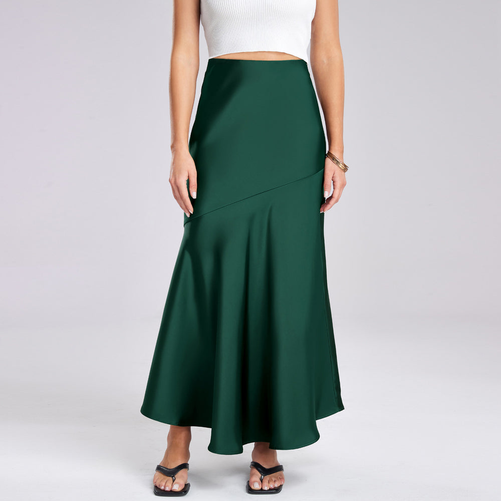 Damen Eleganter fließender Maxirock mit diagonaler Naht R&B