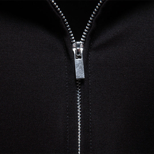 Herren nan atmungsaktives elastisches Poloshirt mit kurzem Reißverschluss und Kontraststreifen an Ärmeln R&B