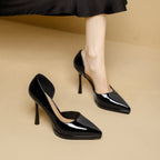 Damen elegante Stiletto-Pumps mit seitlichem Cut-Out und glänzender Oberfläche