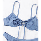 Damen Triangel-Bikini mit verstellbaren Trägern und charmantem Knoten-Detail R&B