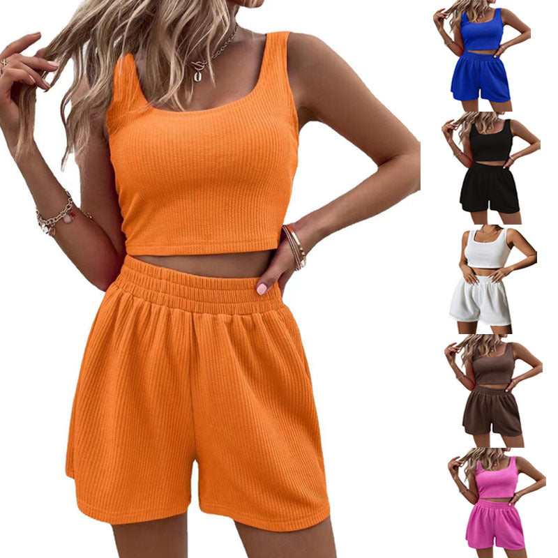 Damen Sportliches Crop-Top und Shorts Ensemble