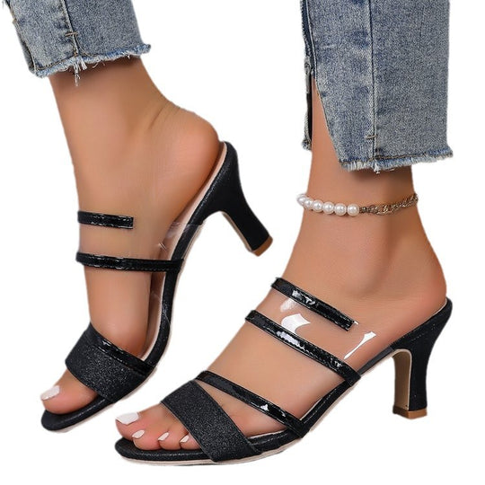 Damen elegante Slingback-Sandalen mit funkelnden Akzenten R&B