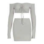 Damen Off-Shoulder Mini-Kleid mit versehentlichen Cut-Outs und Raffung R&B