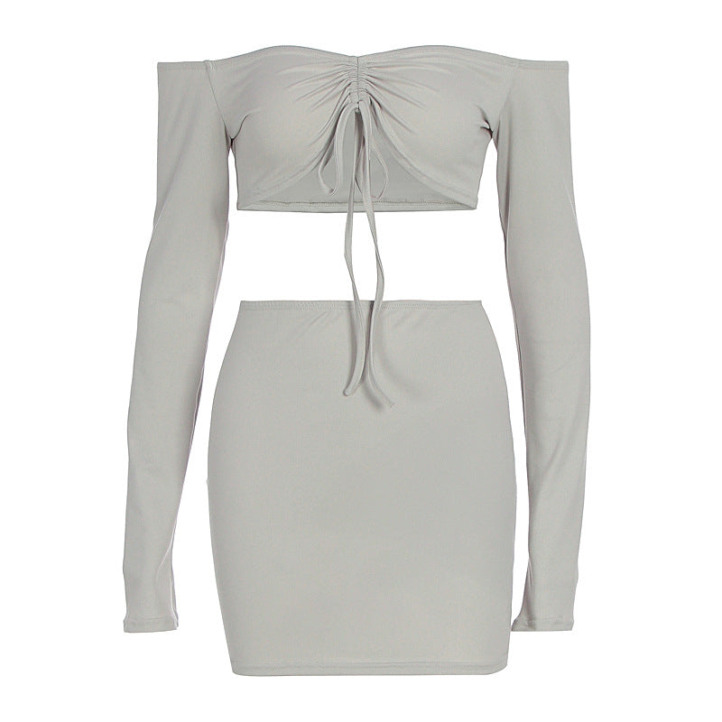 Damen Off-Shoulder Mini-Kleid mit versehentlichen Cut-Outs und Raffung R&B
