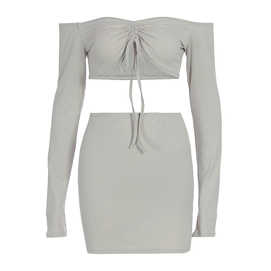 Damen Off-Shoulder Mini-Kleid mit versehentlichen Cut-Outs und Raffung R&B