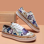 Damen modische Sneaker mit farbenfrohem Blumenmuster und hochwertiger Korksohle R&B